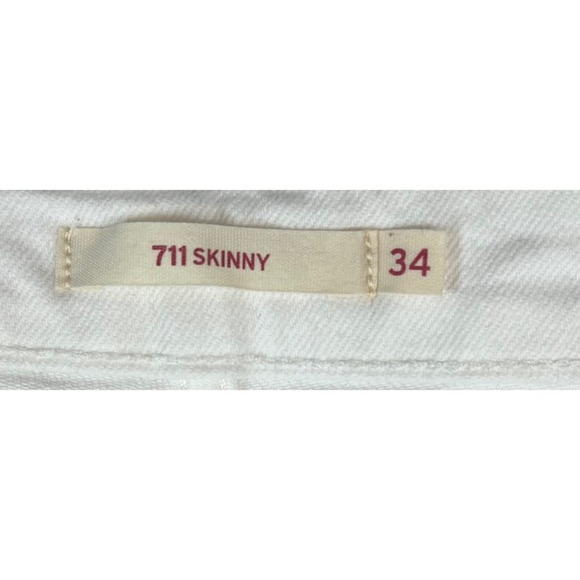 NWT Women's Levi 711, Skinny Ankle Mid Rise, White Jeans, Size W34 - Picture 9 of 10